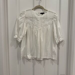 J. Crew White Pintuck Blouse
